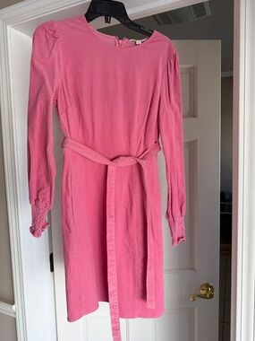 Boden Pink Long-Sleeve Belted Midi Dress